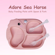 Adore Sea Horse - Plastic feeding plate with Spoon & Fork - Pink