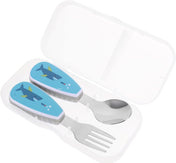Adore Glory - Stainless Steel Feeding Spoon n Fork Cutlery set with Case- Blue