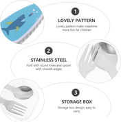 Adore Glory - Stainless Steel Feeding Spoon n Fork Cutlery set with Case- Blue