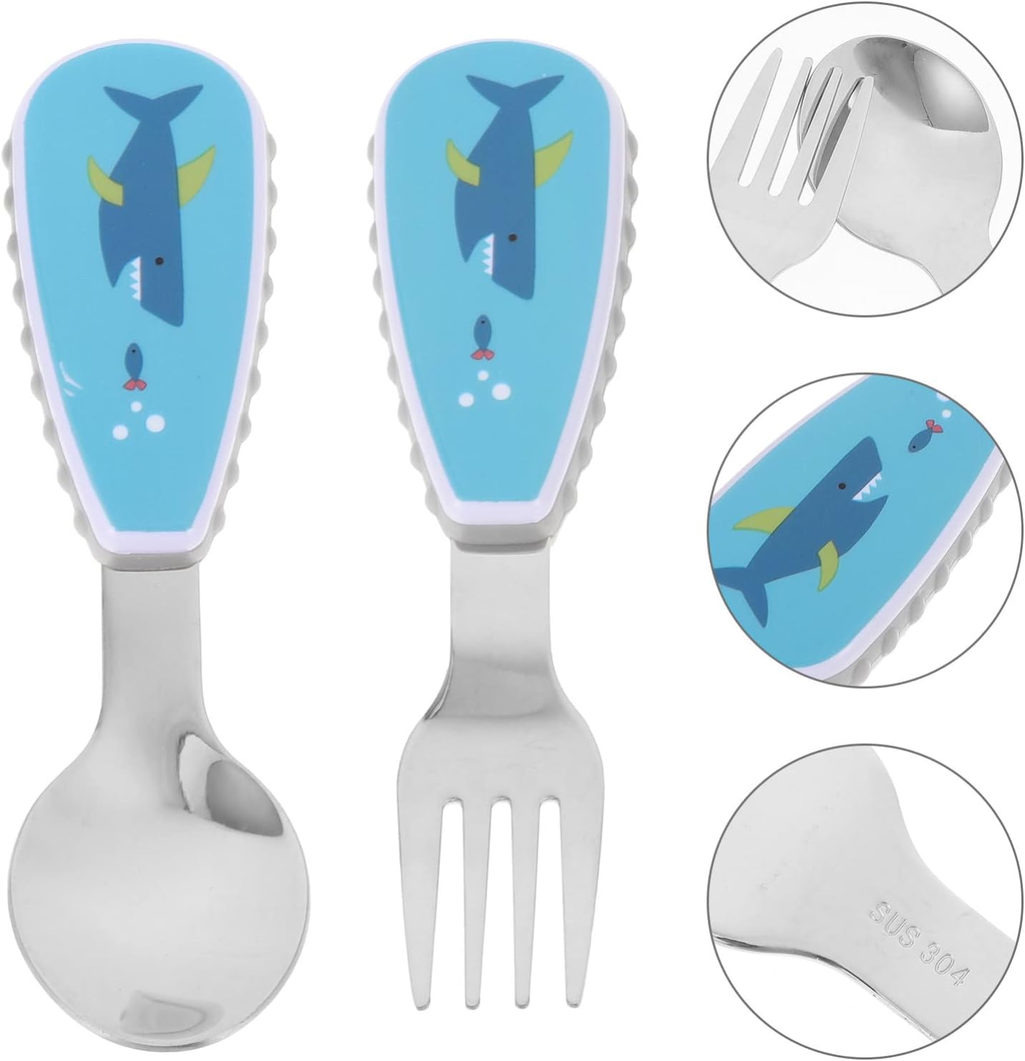 Adore Glory - Stainless Steel Feeding Spoon n Fork Cutlery set with Case- Blue