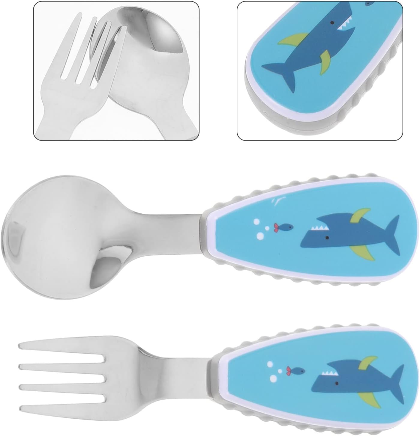 Adore Glory - Stainless Steel Feeding Spoon n Fork Cutlery set with Case- Blue