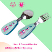 Adore Glory - Stainless Steel Feeding Spoon n Fork Cutlery set with Case- Green