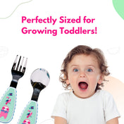 Adore Glory - Stainless Steel Feeding Spoon n Fork Cutlery set with Case- Green