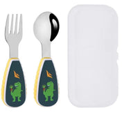 Adore Glory - Stainless Steel Feeding Spoon n Fork Cutlery set with Case- Yellow