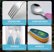 Adore Glory - Stainless Steel Feeding Spoon n Fork Cutlery set with Case- Yellow