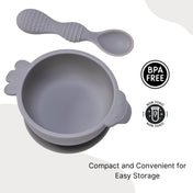 Adore Equilibrium - Perfect Silicon Suction feeding bowl with Spoon set - Grey
