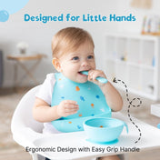 Adore Equilibrium - Perfect Silicon Suction feeding bowl with Spoon set - Blue