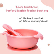 Adore Equilibrium - Perfect Silicon Suction feeding bowl with Spoon set - Pink