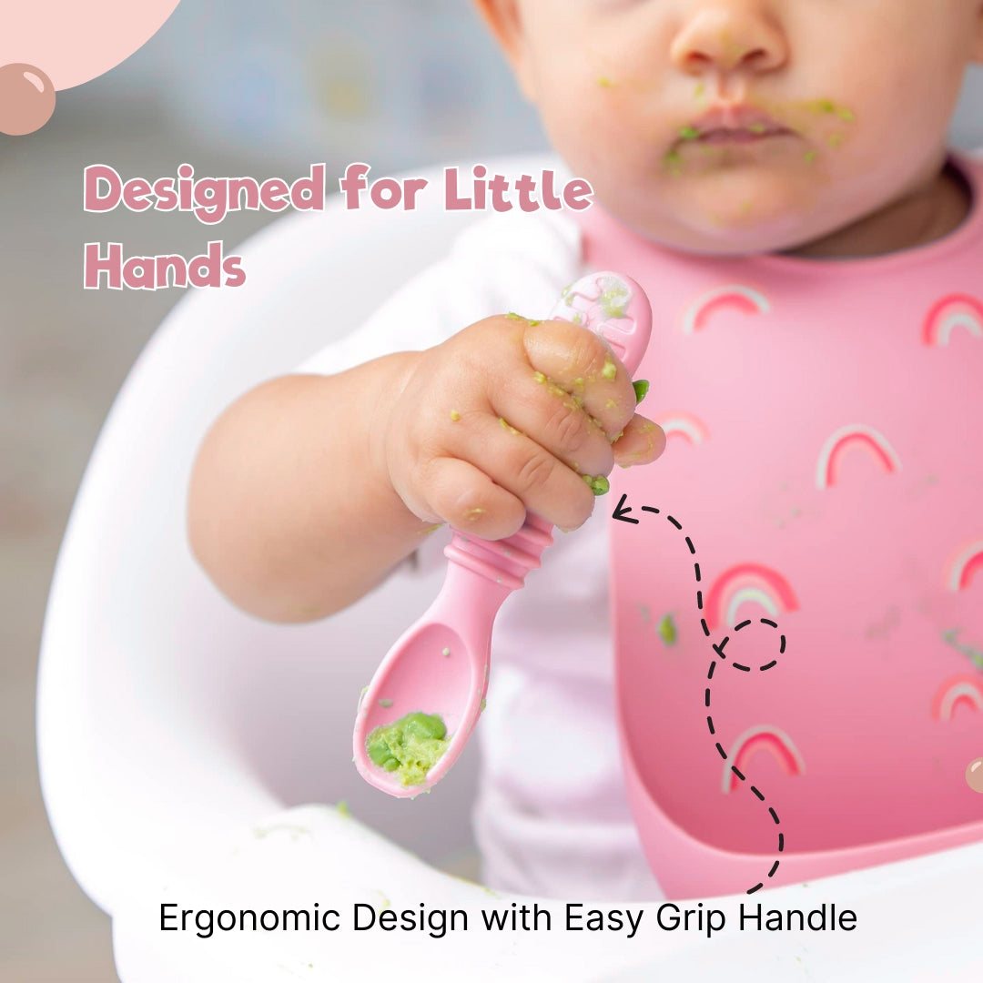 Adore Equilibrium - Perfect Silicon Suction feeding bowl with Spoon set - Pink