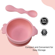 Adore Equilibrium - Perfect Silicon Suction feeding bowl with Spoon set - Pink