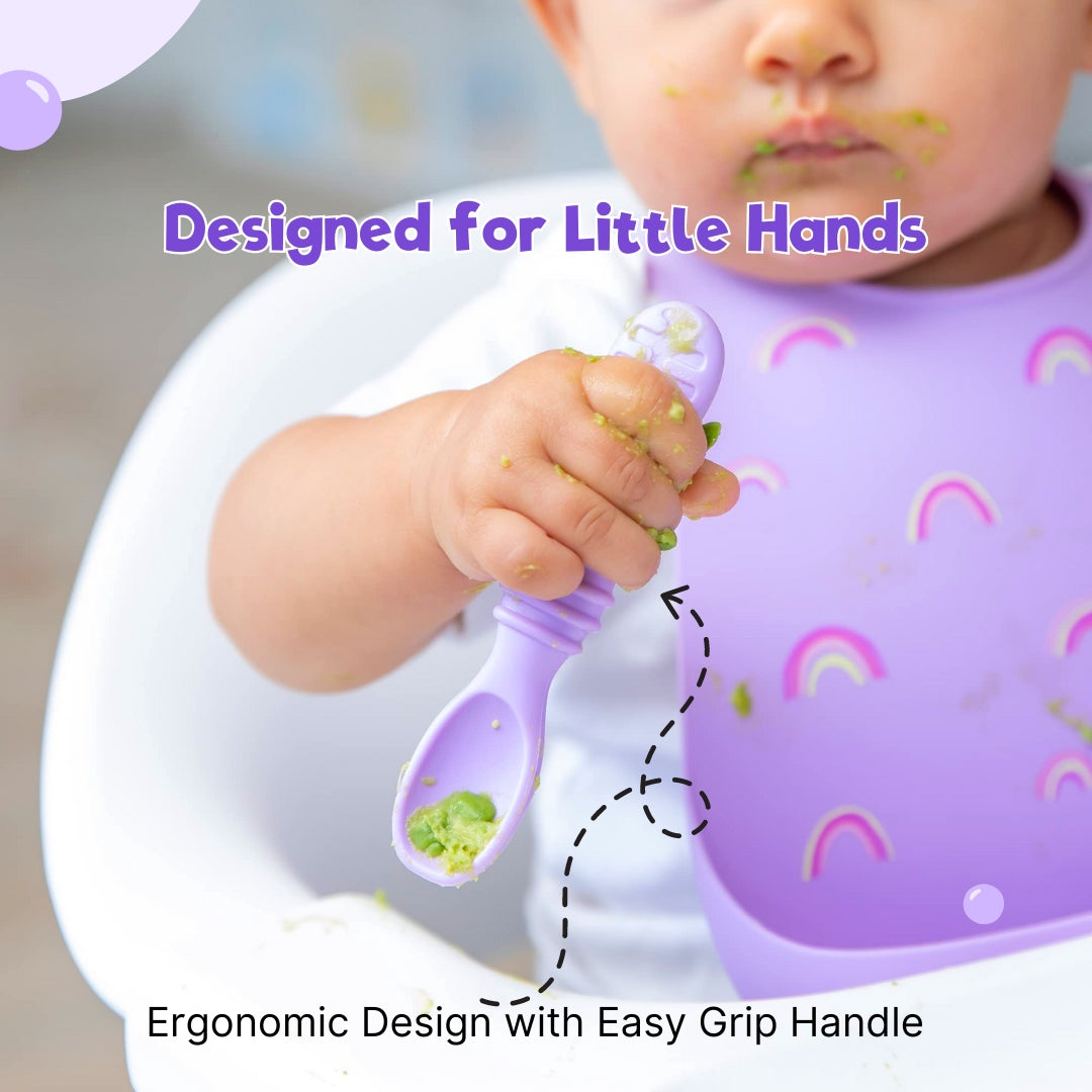 Adore Equilibrium - Perfect Silicon Suction feeding bowl with Spoon set - Purple