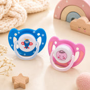 Adore Vento Jnr- The Vented Pacifier for Babies with Sterilizer Case- Orthodontic - Pack of 2(Blue+Pink)