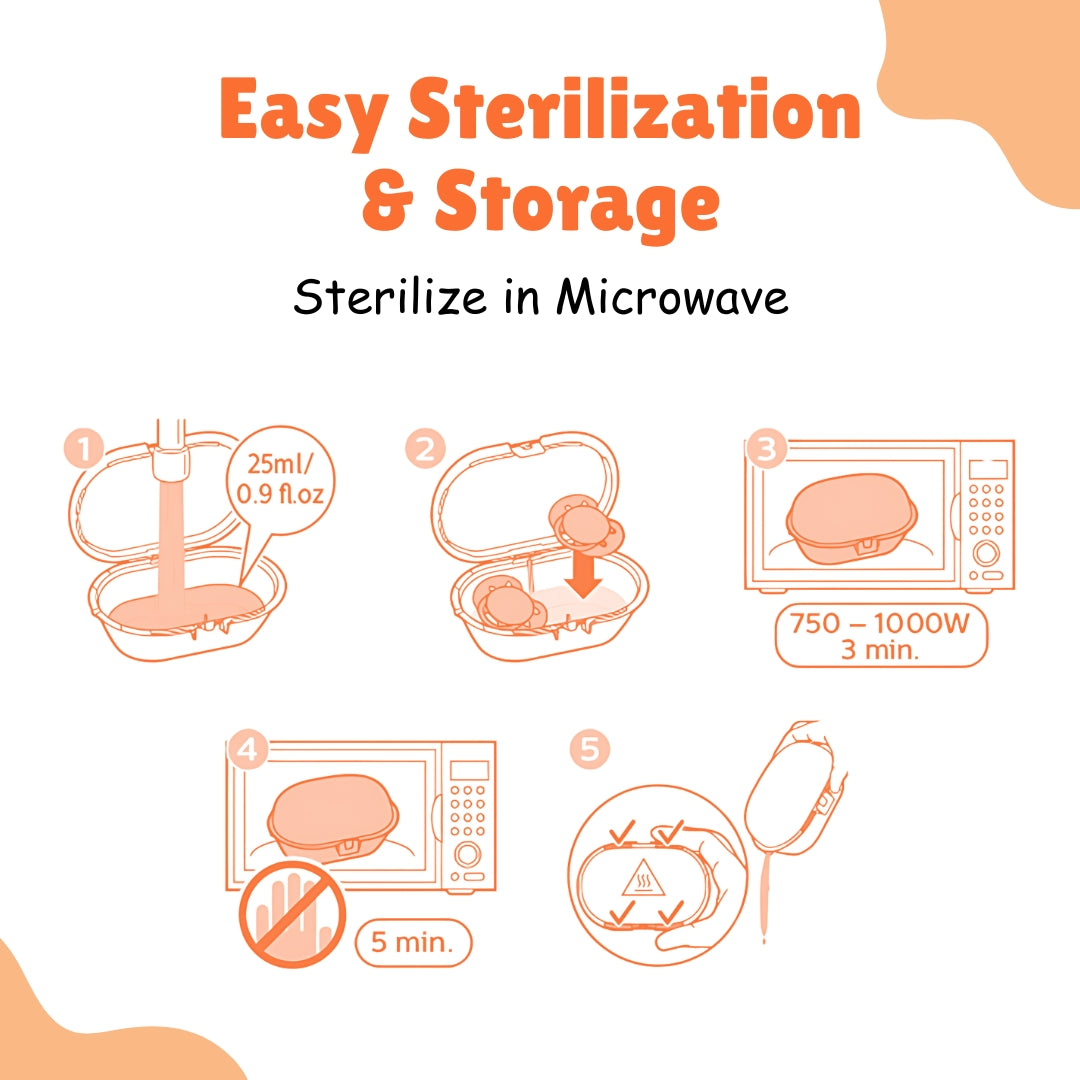 Adore Vento Jnr- The Vented Pacifier for Babies with Sterilizer Case- Orthodontic - Pack of 2(Blue+Orange)