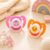 Adore Vento Jnr- The Vented Pacifier for Babies with Sterilizer Case- Orthodontic - Pack of 2(Orange+Pink)