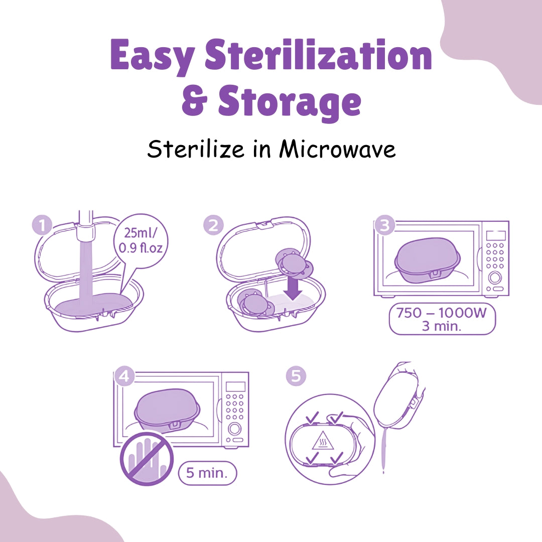 Adore Vento Snr- The Vented Pacifier for Babies with Sterilizer Case- Orthodontic - Pack of 2(Blue+Purple)