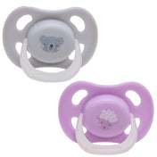 Adore Airo- The Symmetrical Pacifier that Glows in Dark with Sterilizer Case - Pack of 2( Grey+Purple)