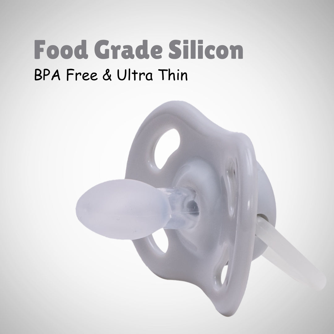 Adore Airo- The Symmetrical Pacifier that Glows in Dark with Sterilizer Case - Pack of 2( Grey+Purple)