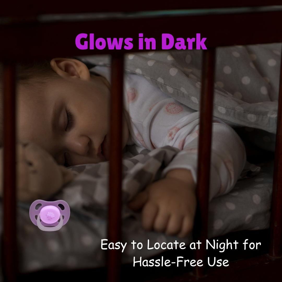 Adore Airo- The Symmetrical Pacifier that Glows in Dark with Sterilizer Case - Pack of 2( Grey+Purple)