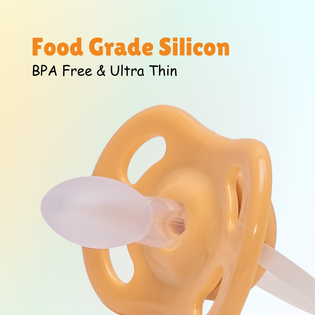 Adore Airo- The Symmetrical Pacifier that Glows in Dark with Sterilizer Case - Pack of 2( Purple+Beige)