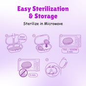 Adore Airo- The Symmetrical Pacifier that Glows in Dark with Sterilizer Case - Pack of 2( Purple+Beige)