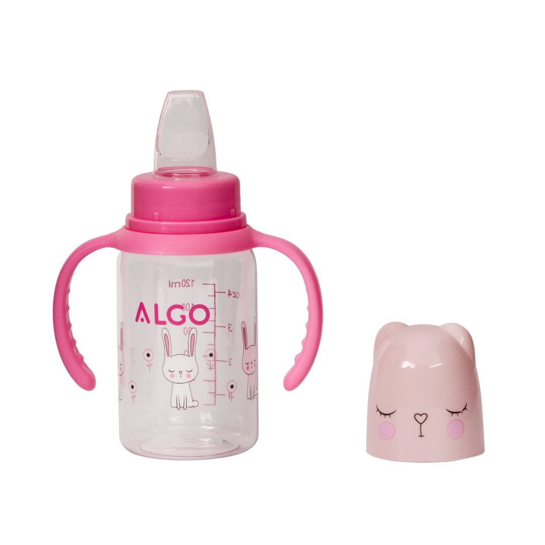 Adore ALGO Jr. Baby Silicon Soft Spout Sipper with Twin Handle- 125ml- Pink