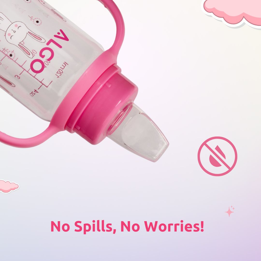 Adore ALGO Jr. Baby Silicon Soft Spout Sipper with Twin Handle- 125ml- Pink