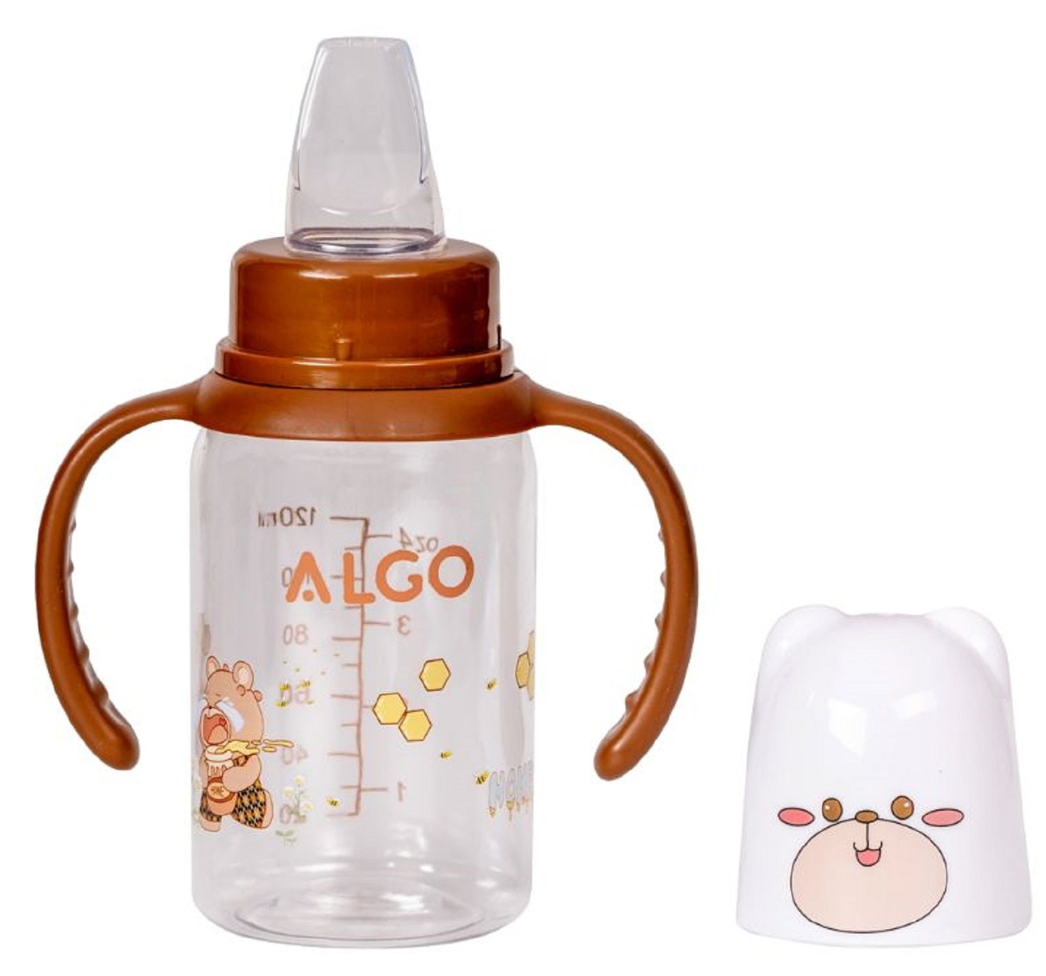 Adore ALGO Jr. Baby Silicon Soft Spout Sipper with Twin Handle- 125ml- Brown