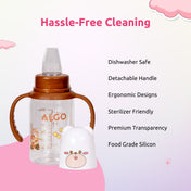 Adore ALGO Jr. Baby Silicon Soft Spout Sipper with Twin Handle- 125ml- Brown