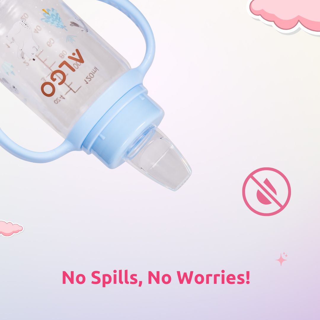 Adore ALGO Jr. Baby Silicon Soft Spout Sipper with Twin Handle- 125ml- Blue