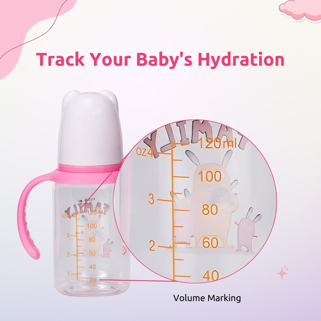 Adore ALGO Jr. Baby Silicon Soft Spout Sipper with Twin Handle- 125ml- Family Theme Pink