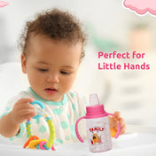 Adore ALGO Jr. Baby Silicon Soft Spout Sipper with Twin Handle- 125ml- Family Theme Pink