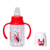 Adore ALGO Jr. Baby Silicon Soft Spout Sipper with Twin Handle- 125ml - Family Theme Red