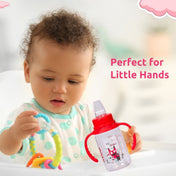 Adore ALGO Jr. Baby Silicon Soft Spout Sipper with Twin Handle- 125ml - Family Theme Red