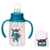 Adore ALGO Jr. Baby Silicon Soft Spout Sipper with Twin Handle- 125ml- Family Theme Blue