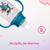 Adore ALGO Jr. Baby Silicon Soft Spout Sipper with Twin Handle- 125ml- Family Theme Blue