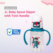 Adore ALGO Jr. Baby Silicon Soft Spout Sipper with Twin Handle- 125ml- Family Theme Blue