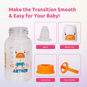 Adore ALGO Jr. Baby Silicon Soft Spout Sipper with Twin Handle- 125ml-Family Theme Orange