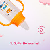 Adore ALGO Jr. Baby Silicon Soft Spout Sipper with Twin Handle- 125ml-Family Theme Orange
