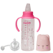 Adore ALGO Snr. 2 in 1 Baby Silicon Spout & Straw Sipper with Gravity Ball & Twin Handle - 250ml - Pink