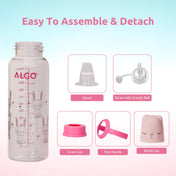 Adore ALGO Snr. 2 in 1 Baby Silicon Spout & Straw Sipper with Gravity Ball & Twin Handle - 250ml - Pink