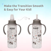 Adore ALGO Snr. 2 in 1 Baby Silicon Spout & Straw Sipper with Gravity Ball & Twin Handle - 250ml -Grey