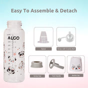 Adore ALGO Snr. 2 in 1 Baby Silicon Spout & Straw Sipper with Gravity Ball & Twin Handle - 250ml -Grey