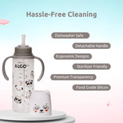 Adore ALGO Snr. 2 in 1 Baby Silicon Spout & Straw Sipper with Gravity Ball & Twin Handle - 250ml -Grey