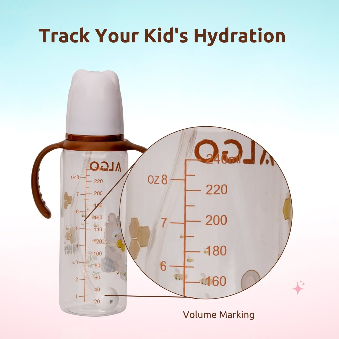 Adore ALGO Snr. 2 in 1 Baby Silicon Spout & Straw Sipper with Gravity Ball & Twin Handle - 250ml -Brown