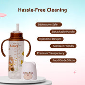 Adore ALGO Snr. 2 in 1 Baby Silicon Spout & Straw Sipper with Gravity Ball & Twin Handle - 250ml -Brown