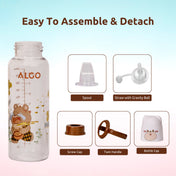 Adore ALGO Snr. 2 in 1 Baby Silicon Spout & Straw Sipper with Gravity Ball & Twin Handle - 250ml -Brown