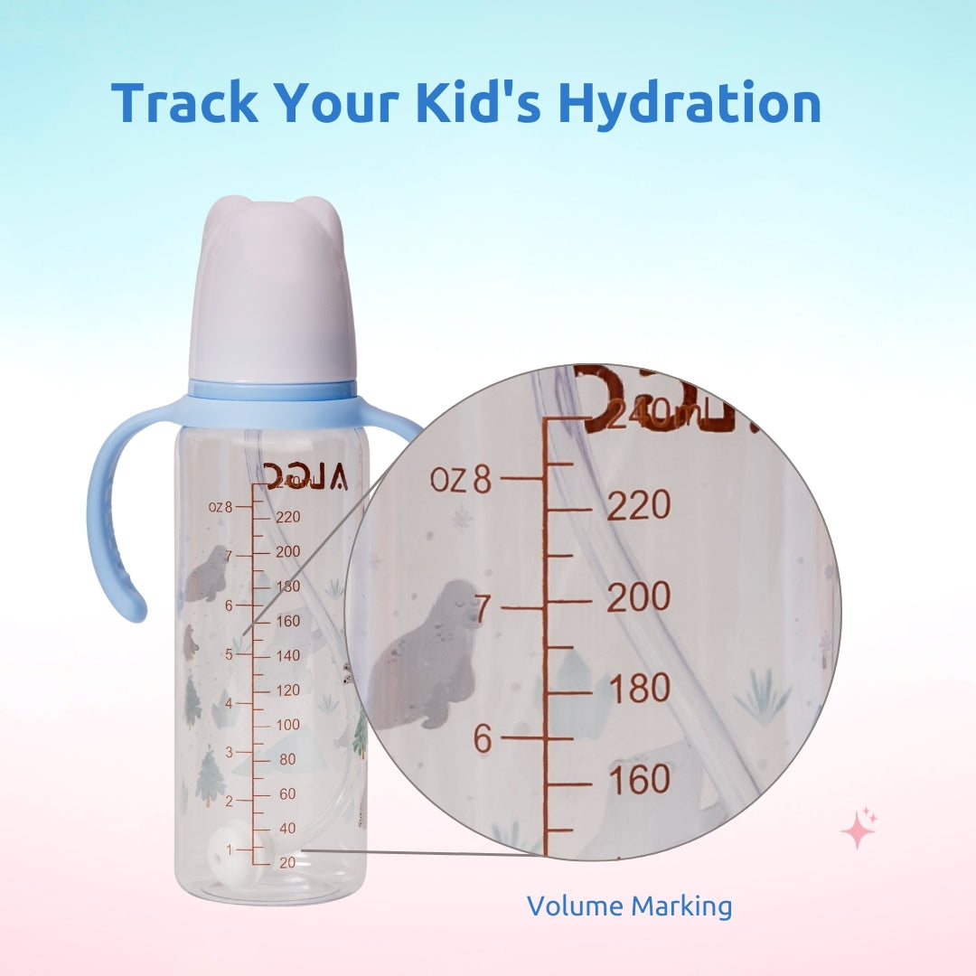 Adore ALGO Snr. 2 in 1 Baby Silicon Spout & Straw Sipper with Gravity Ball & Twin Handle - 250ml -Blue