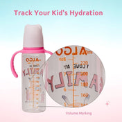 Adore ALGO Snr. 2 in 1 Baby Silicon Spout & Straw Sipper with Gravity Ball & Twin Handle - 250ml- Family Theme Pink