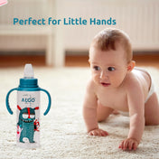 Adore ALGO Snr. 2 in 1 Baby Silicon Spout & Straw Sipper with Gravity Ball & Twin Handle - 250ml - Family Theme Blue