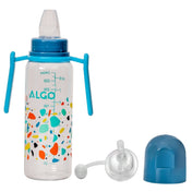 Adore ALGO - Twister  Handle 2 in 1 Baby Silicon Spout & Straw Sipper with Gravity Ball & Twin Handle - 250ml- Blue
